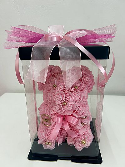 Αρκουδάκι από τριαντάφυλλα -Rose Bear με διακοσμητικά