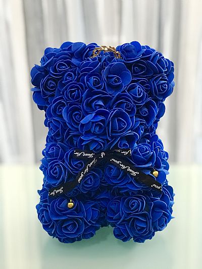 Μπλε Rose Bear με διακοσμητικά