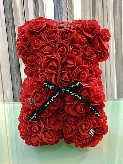 Κόκκινο Rose Bear με διακοσμητικά