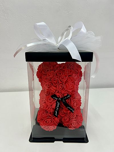 Αρκουδάκι από τριαντάφυλλα - Rose Bear Κοκκινο