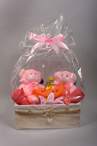 Ξύλινο σετ δώρου για δίδυμα κοριτσάκια