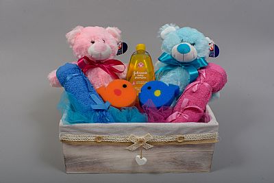 Ξύλινο σετ δώρου για δίδυμα αγόρι-κορίτσι